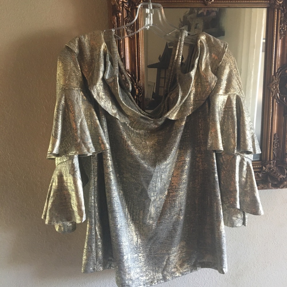 Gold shimmer holiday top